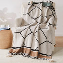 Manta para Sofá Xadrez Boho com Franjas Vintage